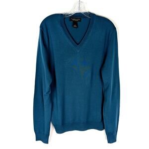 The Mens store Bloomingdales 100% merino wool Mens sweater  SzM  deap teal EUC
